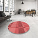 Round Patterned Red Rug in a Office, pat1156rd