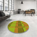 Round Patterned Pistachio Green Rug in a Office, pat1156yw