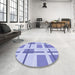 Round Patterned Light Slate Blue Rug in a Office, pat1157blu