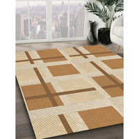 Patterned Brown Gold Rug, pat1157brn