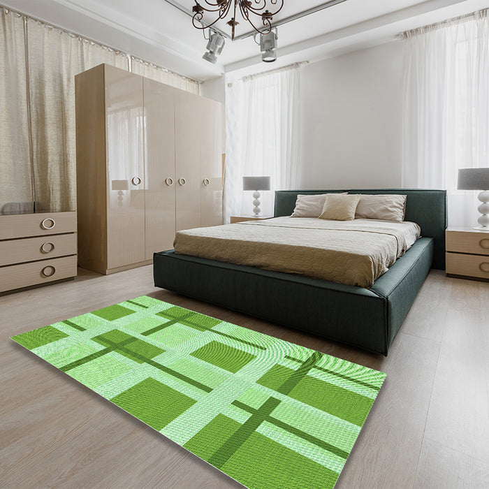 Patterned Jade Green Rug in a Bedroom, pat1157grn