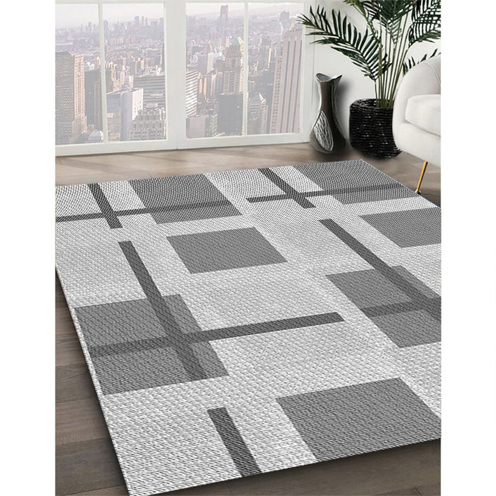 Patterned Gray Rug in Family Room, pat1157gry