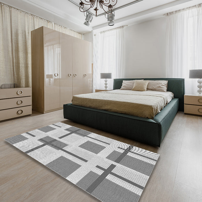 Patterned Gray Rug in a Bedroom, pat1157gry