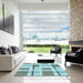 Square Patterned Blue Rug in a Living Room, pat1157lblu