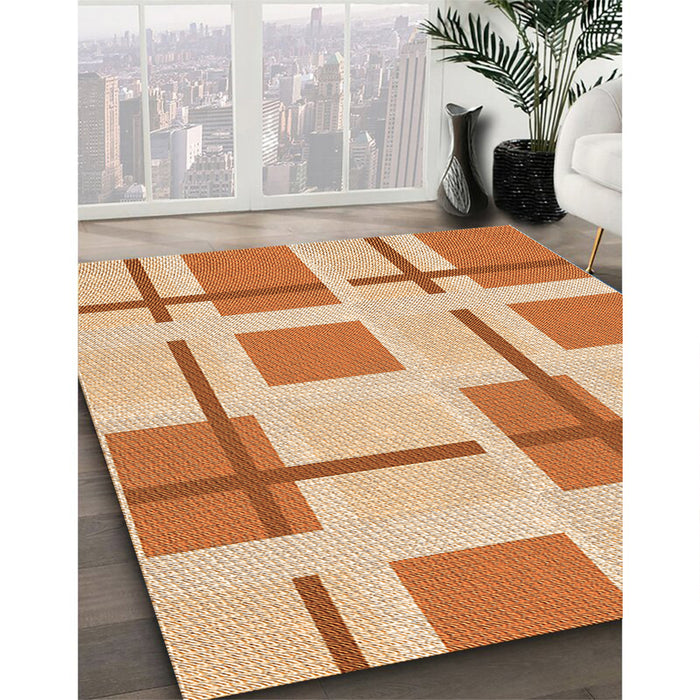 Machine Washable Transitional Neon Orange Rug in a Family Room, wshpat1157org