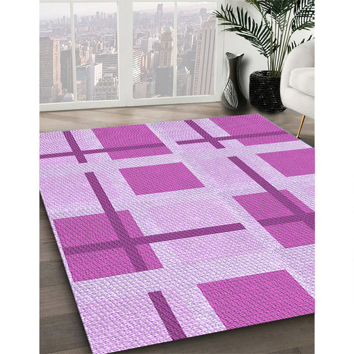 Machine Washable Transitional Blossom Pink Rug in a Family Room, wshpat1157pur