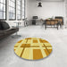 Round Patterned Orange Rug in a Office, pat1157yw