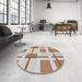 Round Patterned Gold Brown Novelty Rug in a Office, pat1157