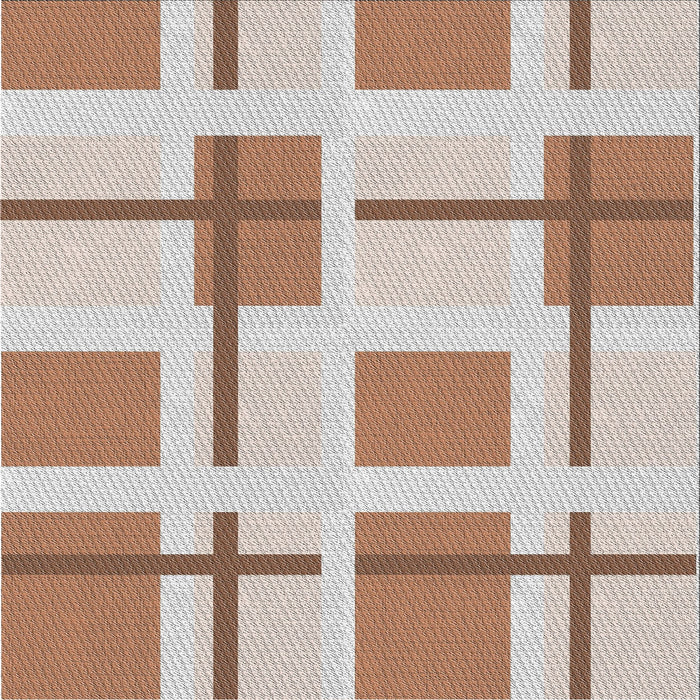 Square Patterned Gold Brown Novelty Rug, pat1157