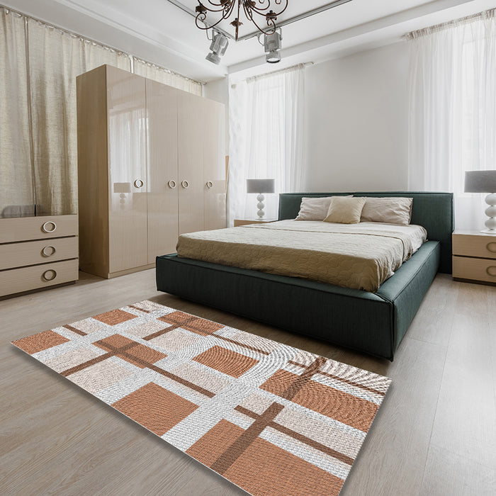 Machine Washable Transitional Gold Brown Rug in a Bedroom, wshpat1157