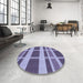 Round Patterned Purple Mimosa Purple Rug in a Office, pat1158blu