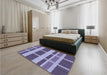 Patterned Purple Mimosa Purple Rug in a Bedroom, pat1158blu