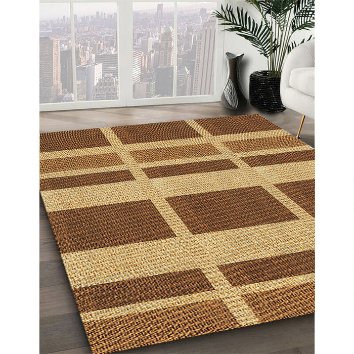 Machine Washable Transitional Saddle Brown Rug in a Family Room, wshpat1158brn