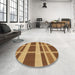 Round Patterned Saddle Brown Rug in a Office, pat1158brn