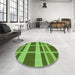 Round Patterned Green Rug in a Office, pat1158grn