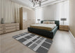 Patterned Black Rug in a Bedroom, pat1158gry