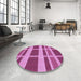 Round Patterned Violet Purple Rug in a Office, pat1158pur