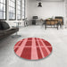 Round Patterned Red Rug in a Office, pat1158rd