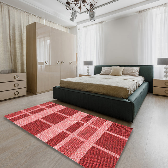 Patterned Red Rug in a Bedroom, pat1158rd