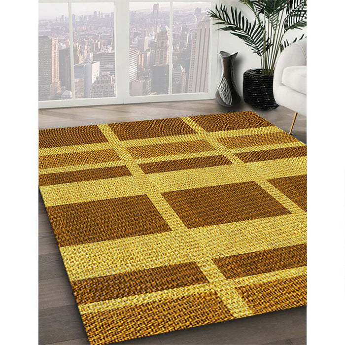 Patterned Mahogany Brown Rug in Family Room, pat1158yw