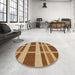 Round Machine Washable Transitional Tomato Red Rug in a Office, wshpat1158