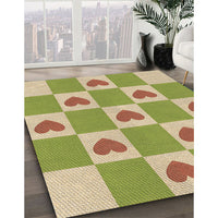 Patterned Ginger Brown Green Rug, pat1159brn