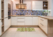 Patterned Ginger Brown Green Rug in a Kitchen, pat1159brn