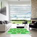 Machine Washable Transitional Neon Green Rug in a Kitchen, wshpat1159grn