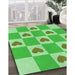 Patterned Neon Green Rug in Family Room, pat1159grn