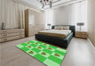 Patterned Neon Green Rug in a Bedroom, pat1159grn