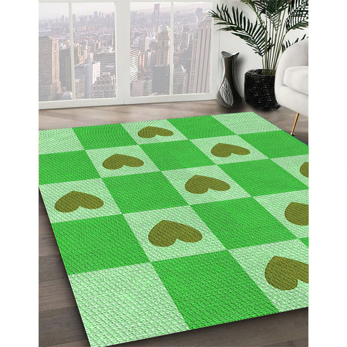Machine Washable Transitional Neon Green Rug in a Family Room, wshpat1159grn