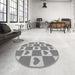 Round Patterned Silver Gray Rug in a Office, pat1159gry