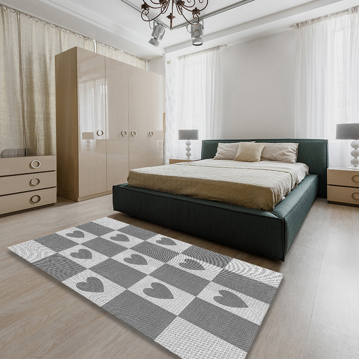 Patterned Silver Gray Rug in a Bedroom, pat1159gry