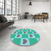 Round Patterned Light Sea Green Rug in a Office, pat1159lblu