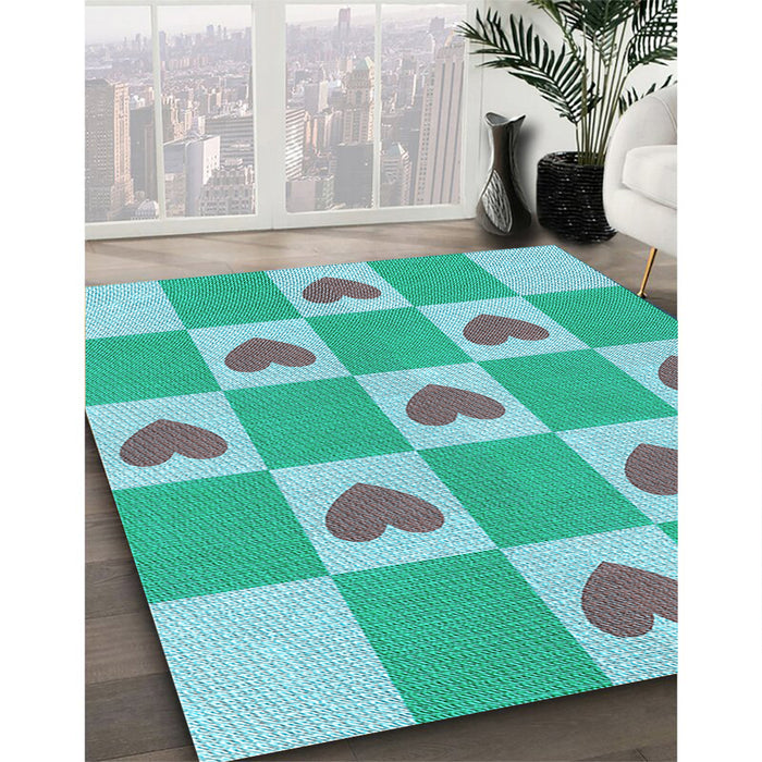 Machine Washable Transitional Light Sea Green Rug in a Family Room, wshpat1159lblu