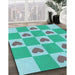 Patterned Light Sea Green Rug in Family Room, pat1159lblu