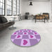 Round Patterned Mauve Purple Rug in a Office, pat1159pur