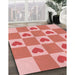 Patterned Pastel Pink Rug in Family Room, pat1159rd