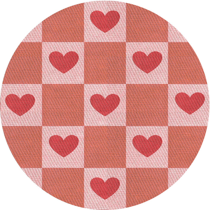 Round Machine Washable Transitional Pastel Pink Rug, wshpat1159rd