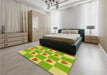 Patterned Green Rug in a Bedroom, pat1159yw