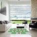 Square Patterned Light Green Novelty Rug in a Living Room, pat1159