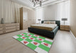 Machine Washable Transitional Light Green Rug in a Bedroom, wshpat1159