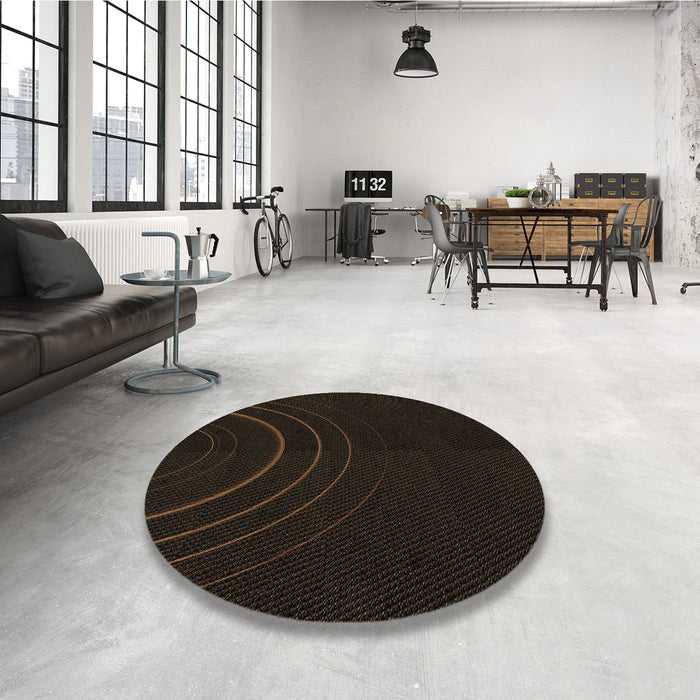 Round Patterned Black Rug in a Office, pat116brn