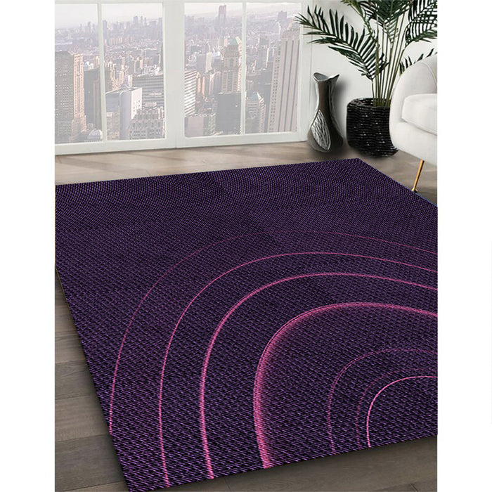 Patterned Black Rug in Family Room, pat116pur