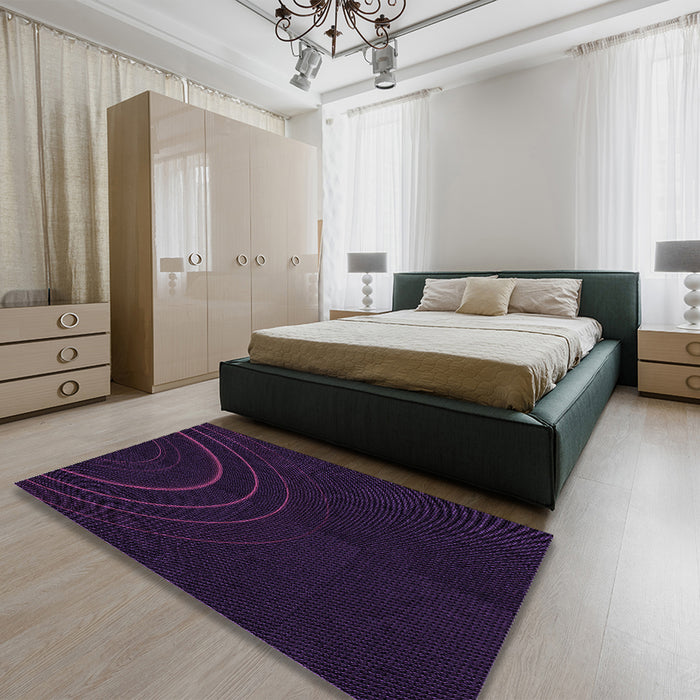 Patterned Black Rug in a Bedroom, pat116pur