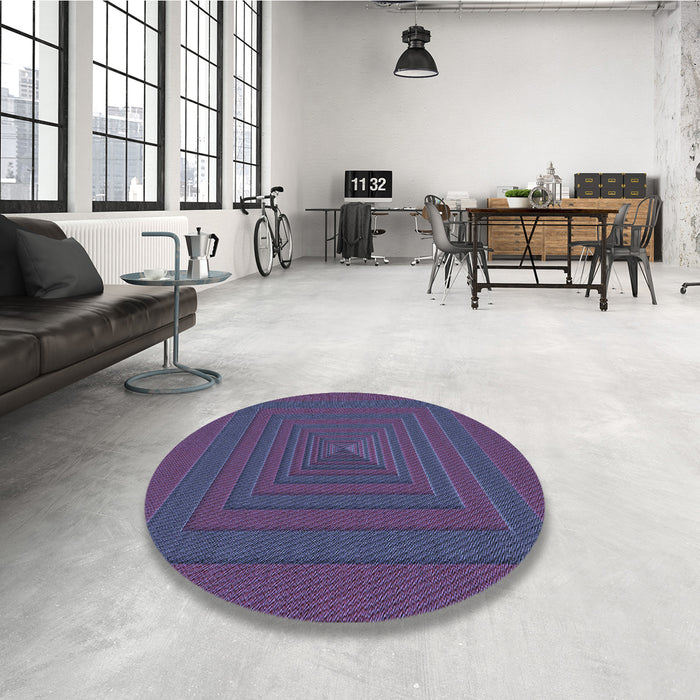 Round Patterned Purple Rug in a Office, pat1160blu