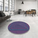 Round Patterned Purple Rug in a Office, pat1160blu