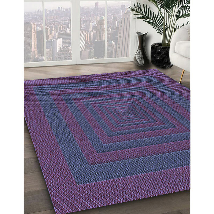 Patterned Purple Rug in Family Room, pat1160blu