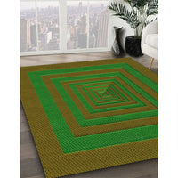 Patterned Dark Lime Green Rug, pat1160grn