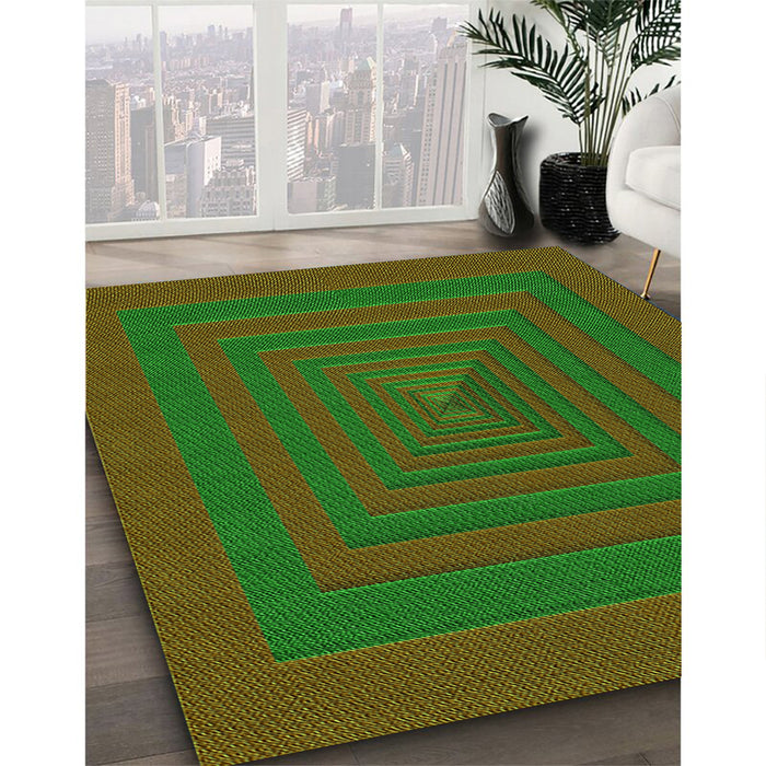 Patterned Dark Lime Green Rug in Family Room, pat1160grn